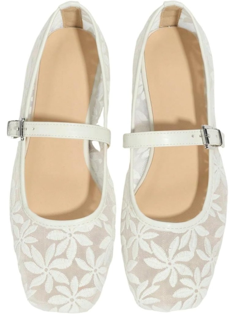 Women's Snow White Pu Leather Ballet Flats Square Toe Comfortable Casual Shoes